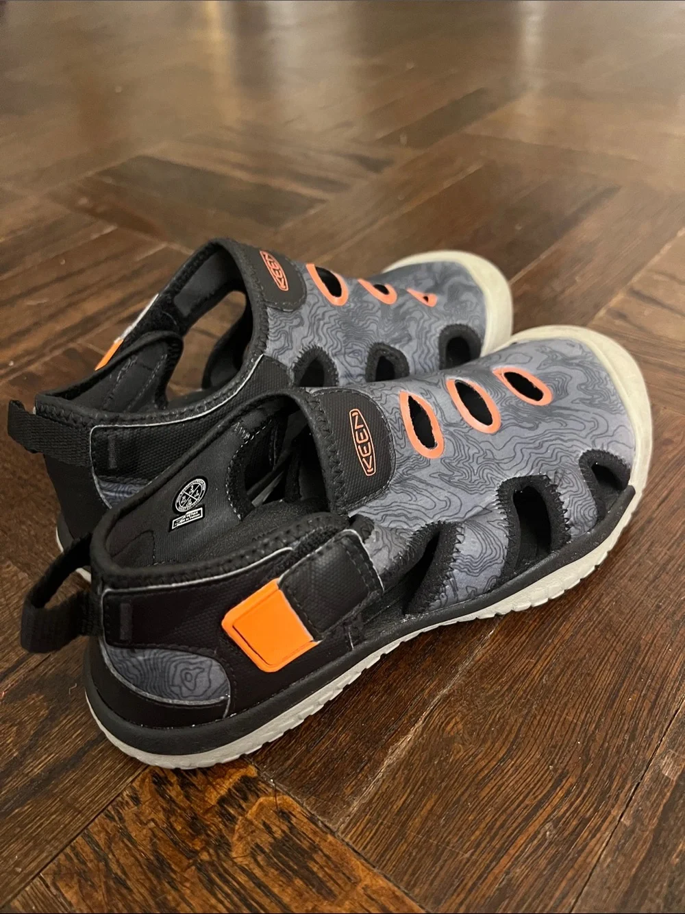 KEEN Kids Gray and Orange Slip-On Water Shoes